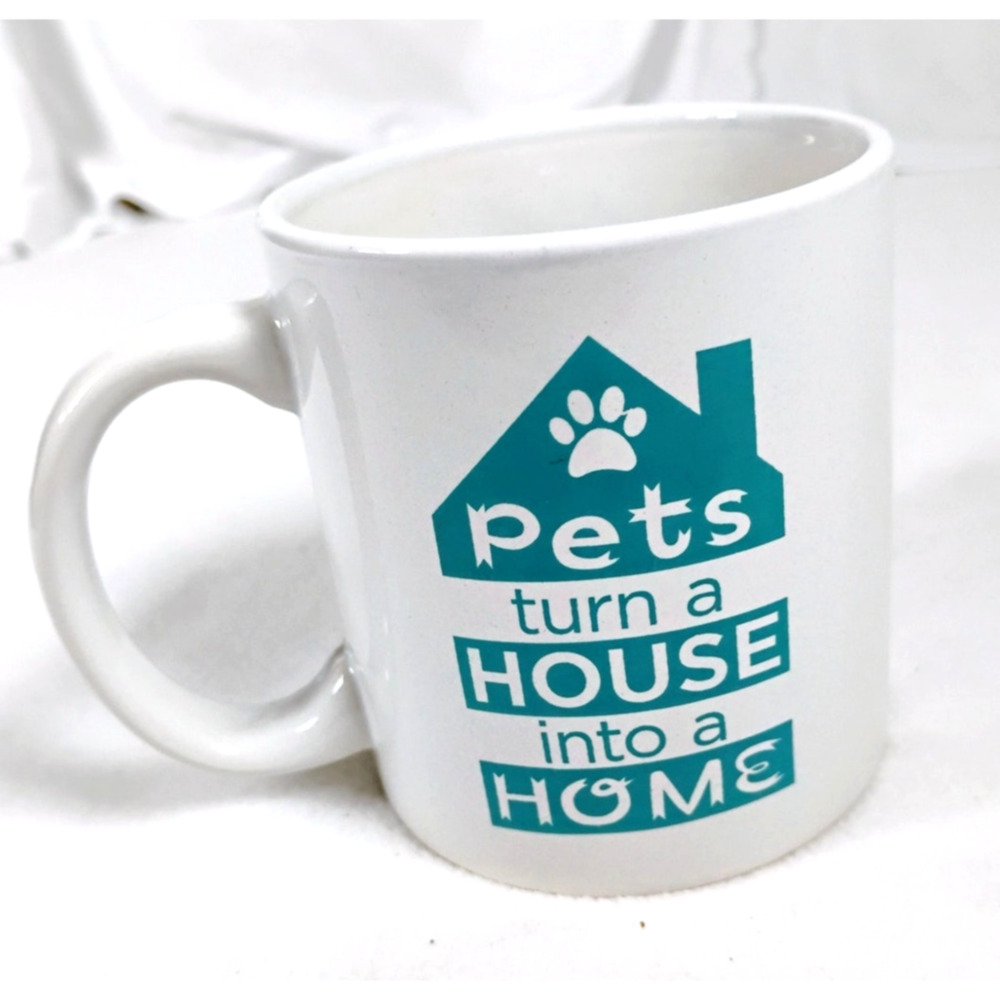 Pets Turn a House Into a Home Coffee Mug Paw Print Pet Lover Gift Ceramic